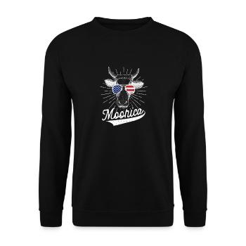 Cow July 4 Moorica Merica Patriotic Cows USA - Unisex Sweatshirt - black - Front - Alina (178cm) & Michal (187cm)