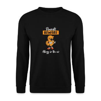 Erdnüsse Vorsicht Allergie In Der Luft - Unisex Pullover - Schwarz - Vorne - Alina (178cm) & Michal (187cm)
