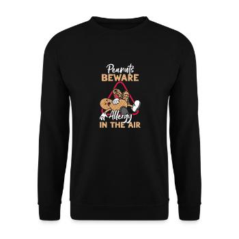 Erdnüsse Vorsicht Allergie In Der Luft - Unisex Pullover - Schwarz - Vorne - Alina (178cm) & Michal (187cm)