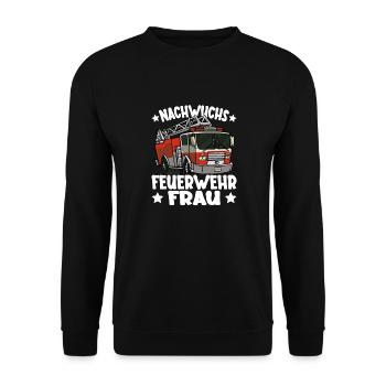 Kinder Mädchen Feuerwehr Nachwuchs Feuerwehrfrau - Unisex Pullover - Schwarz - Vorne - Alina (178cm) & Michal (187cm)