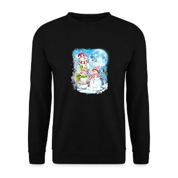 3 Moon Bonhomme de neige Drôle de saison de Noël Cool Père Noël - Sweat-shirt Unisexe - noir - Devant - Alina (178cm) & Michal (187cm)