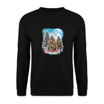 3 Moon Christmas Tree Cool Winter Season Snowman - Unisex Sweatshirt - black - Front - Alina (178cm) & Michal (187cm)