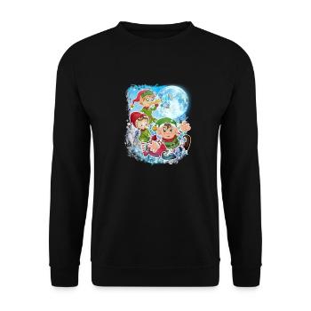 3 Mondelfen Kleiner Weihnachtsmann Lustige Weihnachtszeit - Unisex Pullover - Schwarz - Vorne - Alina (178cm) & Michal (187cm)
