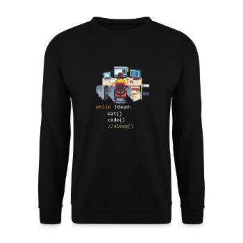 Informatik Python Programmierer Eat Code Sleep - Unisex Pullover - Schwarz - Vorne - Alina (178cm) & Michal (187cm)