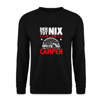 Herren Der tut nix der will nur Campen - Caravan - Unisex Pullover - Schwarz - Vorne - Alina (178cm) & Michal (187cm)