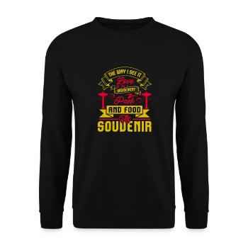 L’AMOUR EST UN PARC D’ATTRACTIONS ET DE NOURRITURE LE SOUDENIR - Sweat-shirt Unisexe - noir - Devant - Alina (178cm) & Michal (187cm)