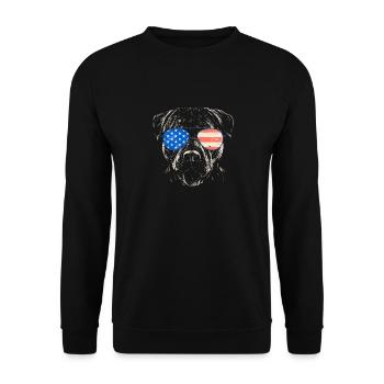 Pitbull Drapeau américain 4 juillet Pitbull Papa - Sweat-shirt Unisexe - noir - Devant - Alina (178cm) & Michal (187cm)