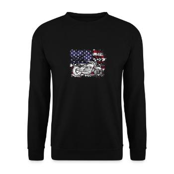 Patriotic Motorcycle Vintage American US - Unisex Sweatshirt - black - Front - Alina (178cm) & Michal (187cm)