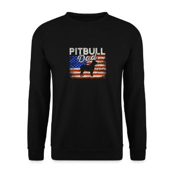 Meilleur Pitbull Dad Jamais Drapeau américain 4 juillet - Sweat-shirt Unisexe - noir - Devant - Alina (178cm) & Michal (187cm)