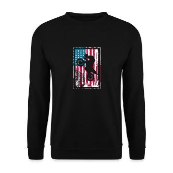Dirt Bike USA Flag Vintage Motocross America - Unisex Sweatshirt - black - Front - Alina (178cm) & Michal (187cm)