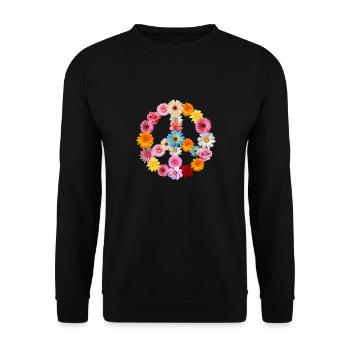Frieden Liebe Blumen Cool Blumenliebhaber Gartenspiel - Unisex Pullover - Schwarz - Vorne - Alina (178cm) & Michal (187cm)