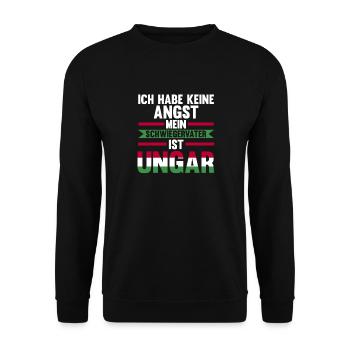 Ich habe keine Angst mein Schwiegervater ist Ungar - Unisex Pullover - Schwarz - Vorne - Alina (178cm) & Michal (187cm)