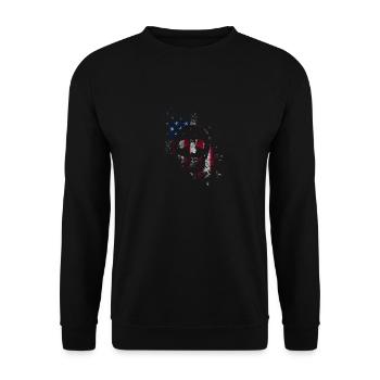 Skull Drapeau américain 4 juillet Patriotique - Sweat-shirt Unisexe - noir - Devant - Alina (178cm) & Michal (187cm)