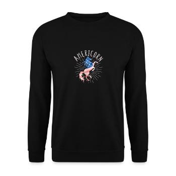 Americorn Einhorn 4. Juli US Patriotisch Mericorn - Unisex Pullover - Schwarz - Vorne - Alina (178cm) & Michal (187cm)
