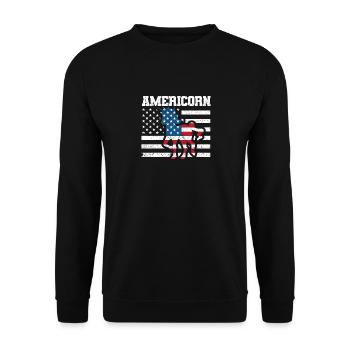 Americorn Unicorn July 4 US Patriotic Mericorn - Unisex Sweatshirt - black - Front - Alina (178cm) & Michal (187cm)