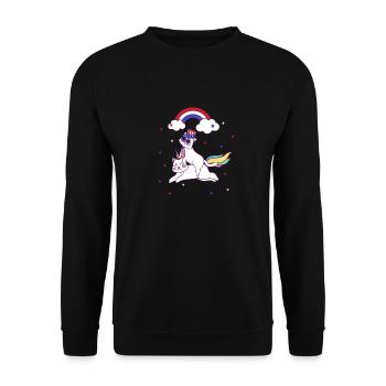Chat 4 juillet Patriotic Caticorn Licorne Meowica - Sweat-shirt Unisexe - noir - Devant - Alina (178cm) & Michal (187cm)