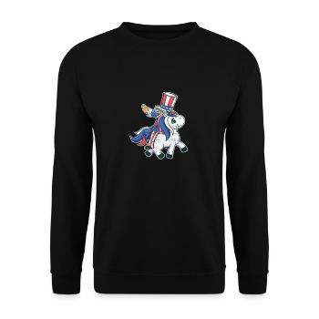 Riding Unicorn Lovers July 4 Mericorn patriot - Unisex Sweatshirt - black - Front - Alina (178cm) & Michal (187cm)