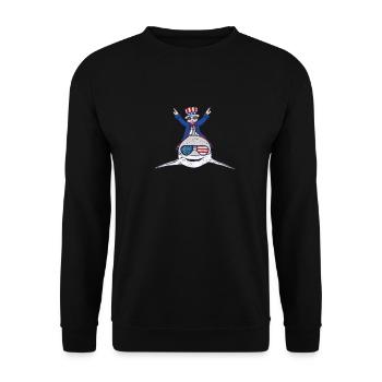 Reiten Hai 4. Juli Patriotische Jawsome amerika - Unisex Pullover - Schwarz - Vorne - Alina (178cm) & Michal (187cm)