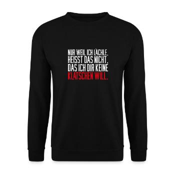 Weil Ich Lächle Heißt Nicht Das Ich Dir Keine Klat - Unisex Pullover - Schwarz - Vorne - Alina (178cm) & Michal (187cm)
