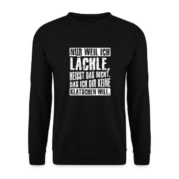 Klatschen Menschen Mit Humor Party Lacher Spruch - Unisex Pullover - Schwarz - Vorne - Alina (178cm) & Michal (187cm)
