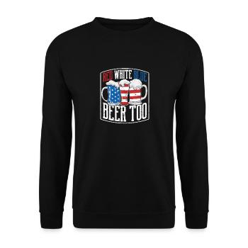 Rot Weiß Blau und Bier Zu 4. Juli US Flagge - Unisex Pullover - Schwarz - Vorne - Alina (178cm) & Michal (187cm)