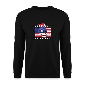 Crâne 4 juillet Drapeau américain patriotique - Sweat-shirt Unisexe - noir - Devant - Alina (178cm) & Michal (187cm)