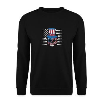 Crâne 4 juillet Drapeau américain patriotique - Sweat-shirt Unisexe - noir - Devant - Alina (178cm) & Michal (187cm)