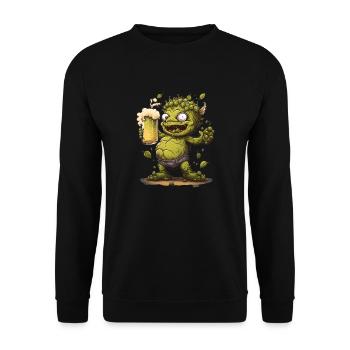 funny hop monster with beer - Unisex Sweatshirt - black - Front - Alina (178cm) & Michal (187cm)