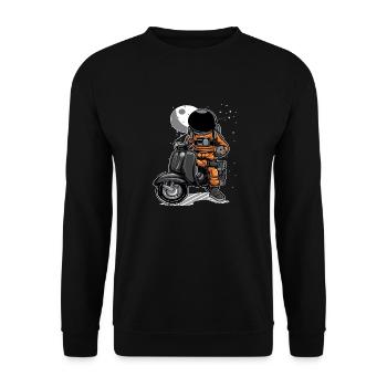 Astronaut Scooter Space Moon - Unisex Sweatshirt - black - Front - Alina (178cm) & Michal (187cm)