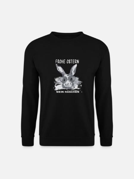 Frohe Ostern Mein Haeschen mit Brille schwarz/weiß - Unisex Pullover - Schwarz
