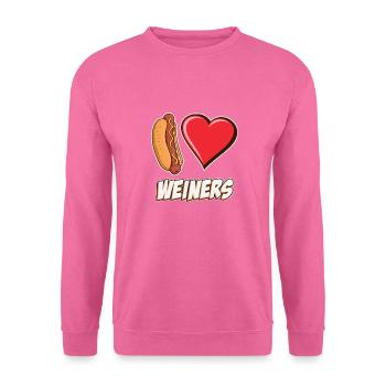 Ich liebe Weiners Hotdog Lovers Welpenherz Lustig - Unisex Pullover - Pink - Vorne