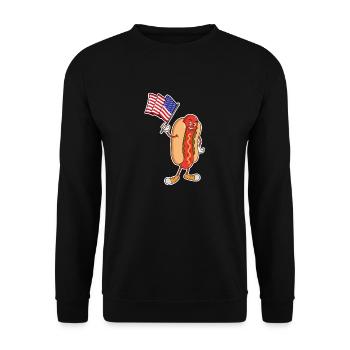 Hot Dog USA Flagge Lustige amerikanische Flagge Hotdog Liebhaber - Unisex Pullover - Schwarz - Vorne - Alina (178cm) & Michal (187cm)