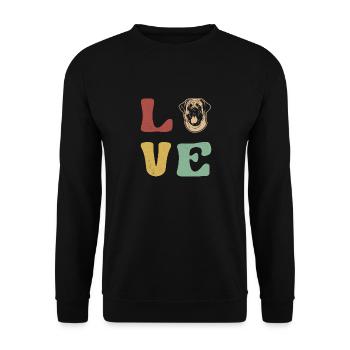 Mastiff Hund Old English Mastiff - Unisex Pullover - Schwarz - Vorne - Alina (178cm) & Michal (187cm)