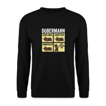 Hund Doberman - Unisex Pullover - Schwarz - Vorne - Alina (178cm) & Michal (187cm)