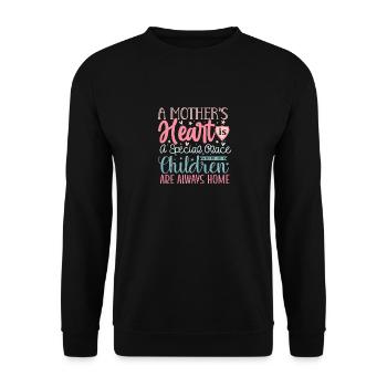 Ein besonderer Ort für die Familie ist das Herz der Mutter - Unisex Pullover - Schwarz - Vorne - Alina (178cm) & Michal (187cm)