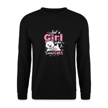 Nur ein Mädchen, das Katzen liebt Süße Kawaii - Unisex Pullover - Schwarz - Vorne - Alina (178cm) & Michal (187cm)