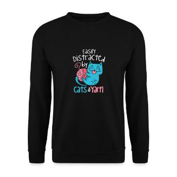 Tricoter Chat Et Fil Tricoteur Félin Crocheteur - Sweat-shirt Unisexe - noir - Devant - Alina (178cm) & Michal (187cm)