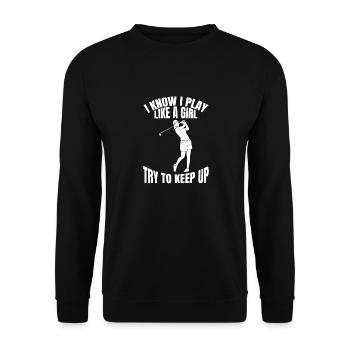 Golfspieler Golf Golfverein Golfplatz Golfsport - Unisex Pullover - Schwarz - Vorne - Alina (178cm) & Michal (187cm)