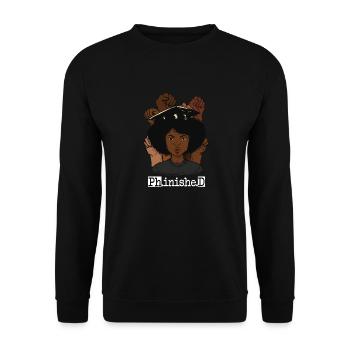 PhD-Abschlusskunst für Afro-Doktortitel - Unisex Pullover - Schwarz - Vorne - Alina (178cm) & Michal (187cm)