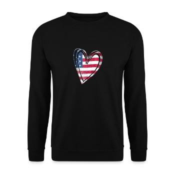 Drapeau des États-Unis Cœur patriotique américain - Sweat-shirt Unisexe - noir - Devant - Alina (178cm) & Michal (187cm)