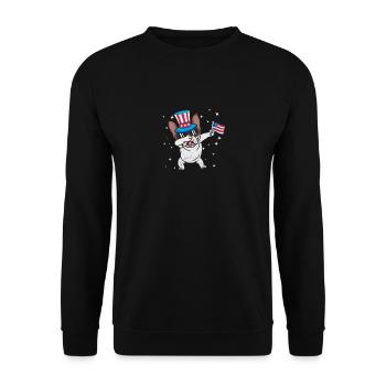 Dabbing Bouledogue Français 4 Juillet Patriote - Sweat-shirt Unisexe - noir - Devant - Alina (178cm) & Michal (187cm)