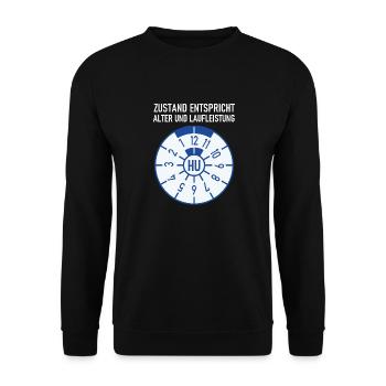 HU - Zustand entspricht Alter und Laufleistung - Unisex Pullover - Schwarz - Vorne - Alina (178cm) & Michal (187cm)