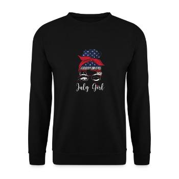 July Girl Wink Eye American Flag July 4 - Unisex Sweatshirt - black - Front - Alina (178cm) & Michal (187cm)