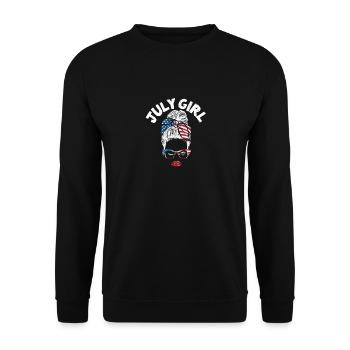 July Girl Wink Eye American Flag July 4 - Unisex Sweatshirt - black - Front - Alina (178cm) & Michal (187cm)