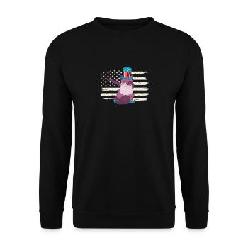 Meowica Dabbing Cat Drapeau américain 4 juillet - Sweat-shirt Unisexe - noir - Devant - Alina (178cm) & Michal (187cm)