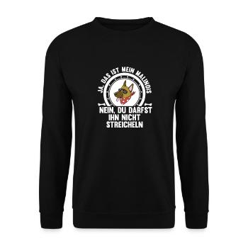 Hund Malinois - Unisex Pullover - Schwarz - Vorne - Alina (178cm) & Michal (187cm)