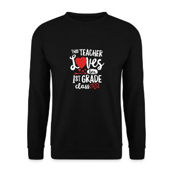 This Teacher Loves 1st Grade Class Valentines Day - Unisex Sweatshirt - black - Front - Alina (178cm) & Michal (187cm)