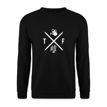 Tomato Farmer Logo, Funny Tomato Gardening - Unisex Pullover - Schwarz - Vorne - Alina (178cm) & Michal (187cm)