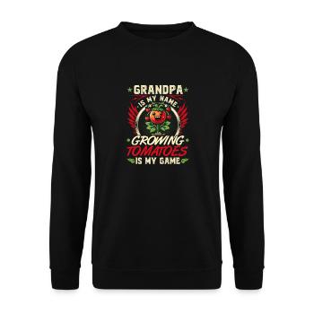 Grand-père Tomate Jardinage Citation, Drôle de tomate - Sweat-shirt Unisexe - noir - Devant - Alina (178cm) & Michal (187cm)