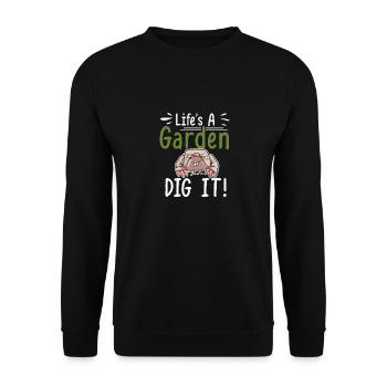 Funny Life's A Garden Mole Problems Chemistry Mole - Unisex Pullover - Schwarz - Vorne - Alina (178cm) & Michal (187cm)